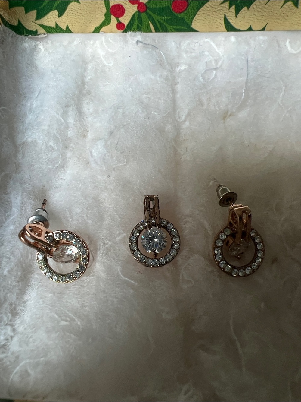 Rose Gold Crystal Circle Drop Earrings - Unbranded